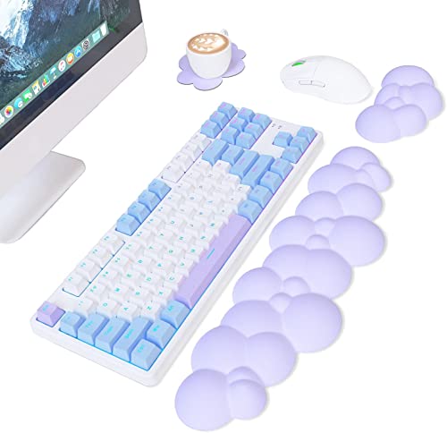 AJAZZ Cloud Tastatur-und Mauspad-Handgelenkauflage-und Untersetzer-Set,Memory-Schaum mit Rutschfester Gummiunterseite,lindert Handgelenk-und Ellenbogenschmerzen,ergonomisch für Büro/Spiele-Lila von AJAZZ