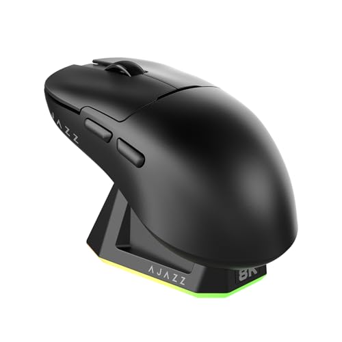 Wireless Gaming Mouse with RGB Charging Dock,56g Lightweight Programmable Tri-Mode Wireless Mouse Gaming, Up to 12K DPI,1000Hz,120Hrs Playtime with RGB Backlit, Great for PC, Mac (AJ159PRO Schwarz) von AJAZZ