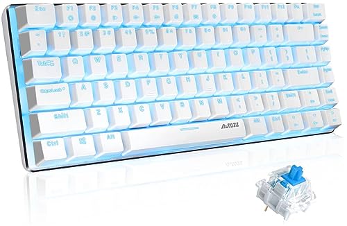 AK33 Mechanische Gaming-Tastatur,82 Tasten,TKL,US Layout,Mini-Tastatur mit Kabel,18 Chroma RGB,USB-C Verkabelt,Blauer Schalter,Vollständiger Anti-Ghosting,für PC,Mac,PS4 (weiß) von AJAZZ