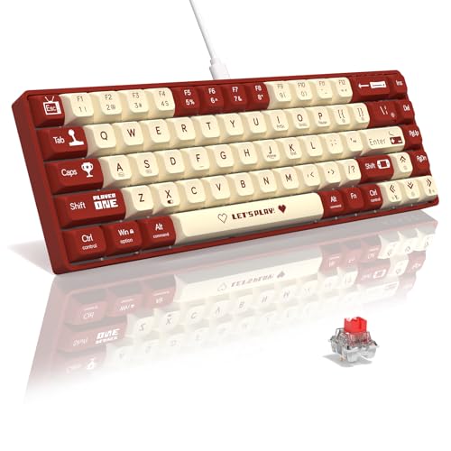 AK680 65% kabelgebundene Hotswap-Mechanische Gaming-Tastatur, 68 Tasten tragbar Anti-Ghosting, Regenbogenbeleuchtung programmierbar, Eva-Sandwich, ergonomisch, Hülsenroter Schalter für MAC/Win-Rot von AJAZZ