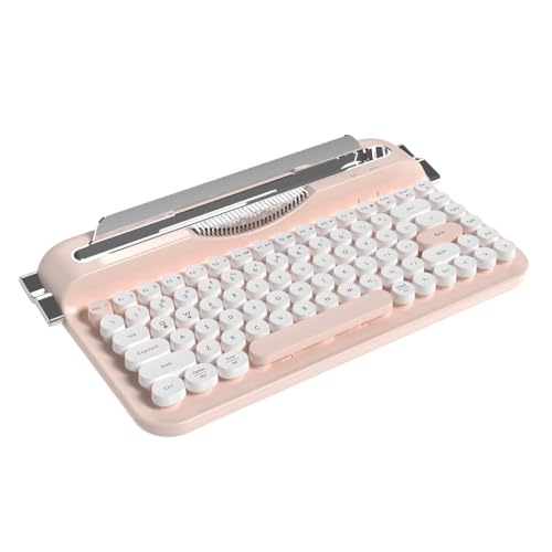 Ajazz AF84 Retro Tastatur, Vintage Runde Tastenkappen, Tablet Ständer, Ergonomisch Rosa von AJAZZ