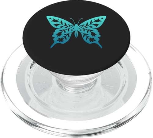 Ombre Türkis – Schmetterling Insekten Blumen Naturliebhaber PopSockets PopGrip für MagSafe von AJC Boho Butterfly Flowers Insect Designs