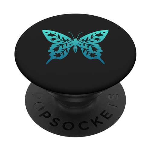 Ombre Türkis – Schmetterling Insekten Blumen Naturliebhaber PopSockets Klebender PopGrip von AJC Boho Butterfly Flowers Insect Designs