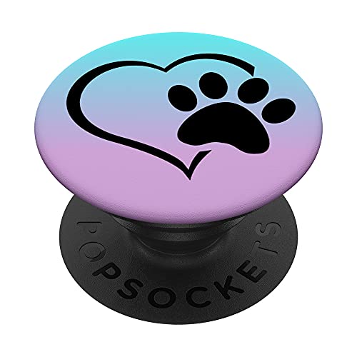 Blaugrün Ombre Himmelblau – Hundepfoten mit Herz-Design PopSockets mit austauschbarem PopGrip von AJC Dog Paw Prints