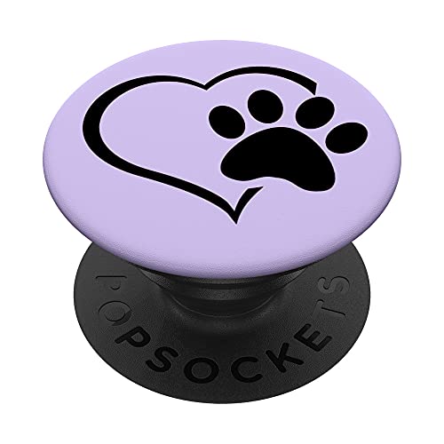 Hundepfoten-Herz-Design, Lila PopSockets mit austauschbarem PopGrip von AJC Dog Paw Prints