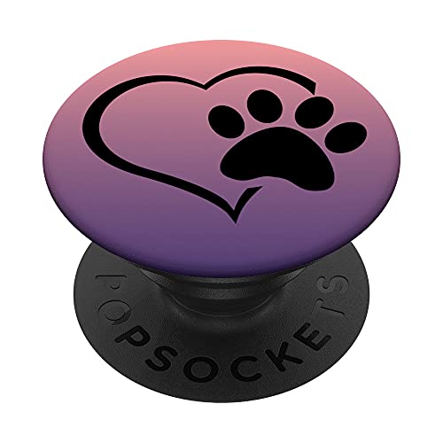 Pink Purple Ombre – Hundepfotenabdruck Herz Design PopSockets mit austauschbarem PopGrip von AJC Dog Paw Prints