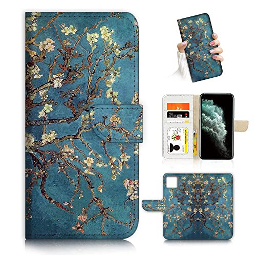 AJOURTEK AD004 Schutzhülle für iPhone 12, iPhone 12 Pro, kunstvoll gestaltetes Design, zum Aufklappen, Ganzkörperschutz, AD004 (#24891 Mandelblüten) von AJOURTEK