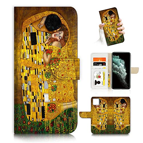 AJOURTEK Schutzhülle für iPhone 12, iPhone 12 Pro, Kunstdesign, Flip Wallet Style Cover Case Vincent Van Gogh Painting Ganzkörperschutz AD004 (#24893 The Kiss) von AJOURTEK