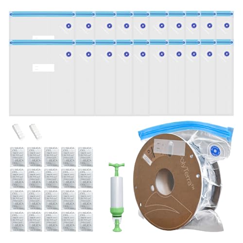 AJOYIB 3D-Drucker Filament Storage Kit 20pcs Vakuum Storage Sealing Bags mit Trockenmittel & Pumpe Feuchtigkeit Beweis Filament trocken 30 * 34cm von AJOYIB
