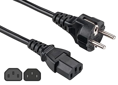 AJTECH® 5M Netzkabel 3 Polig IEC C13 Kaltgerätekabel - Euro Stecker Kompatibel Xbox One PS4 Pro Power Cable Warmhalteplatte Beamer Drucker Computer Monitor Subwoofer PSU UPS Bildschirm PC Stromkabel von AJTECH