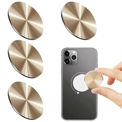 AJUNLKVDR 4pcs Handy Magnet,Magnet für Handy,Metallplatte Magnetplatte,Phone Aufkleber Magnetische,Mobiltelefone Auto Magnete,Selbstklebend Handymagnet Klebemagnete (Gold) von AJUNLKVDR