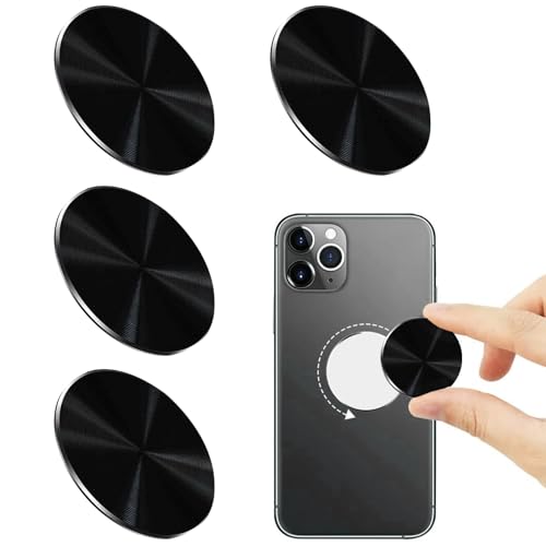 AJUNLKVDR 4pcs Handy Magnet,Magnet für Handy,Metallplatte Magnetplatte,Phone Aufkleber Magnetische,Mobiltelefone Auto Magnete,Selbstklebend Handymagnet Klebemagnete (Schwarz) von AJUNLKVDR
