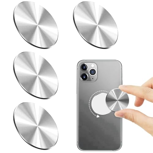 AJUNLKVDR 4pcs Handy Magnet,Magnet für Handy,Metallplatte Magnetplatte,Phone Aufkleber Magnetische,Mobiltelefone Auto Magnete,Selbstklebend Handymagnet Klebemagnete (Silber) von AJUNLKVDR