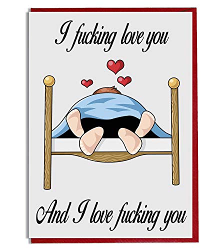 A5 lustige, freche Karte für den Jahrestag / Valentinstag / Liebe / Geburtstag – I F**king Love You and I Love F**king You von AK Gifts