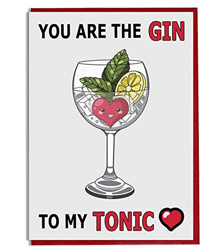 Karte mit Motiv „Gin und Tonic“ zum Jahres-, Valentins-, Geburtstag und mehr von AK Gifts