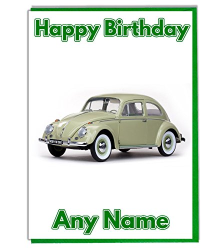 AK Giftshop Geburtstagskarte, Vintage-Käfer-Motiv, personalisierbar von AK Giftshop