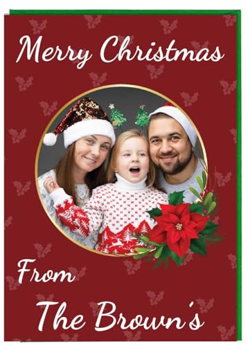 AK Giftshop Personalisierbare Weihnachtskarte mit Foto für Familie und Freunde (1 Karte), A5 von AK Giftshop