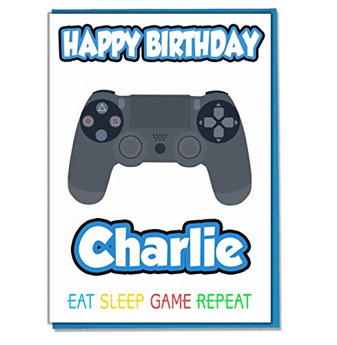 AK Giftshop Personalisierte Geburtstagskarte mit Gaming-PS4-Controller-Motiv, personalisierbar von AK Giftshop