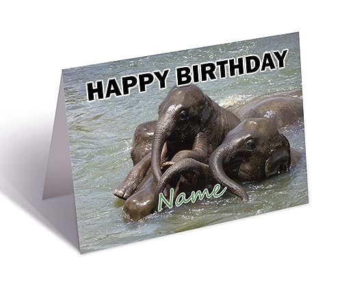 Baby-Elefanten-Geburtstagskarte – beliebiger Name von AK Giftshop