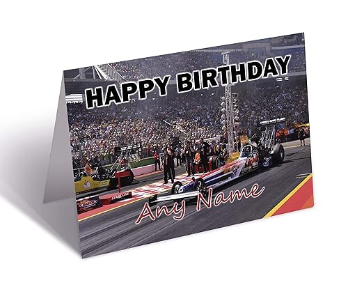 Drag Racing Geburtstagskarte, personalisierbar von AK Giftshop
