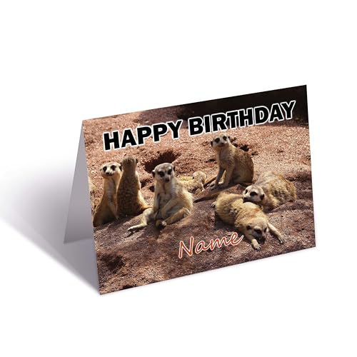 Geburtstagskarte mit Erdmännchen-Motiv, personalisierbar von AK Giftshop