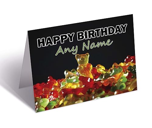Geburtstagskarte mit Gummibärchen-Motiv, personalisierbar von AK Giftshop