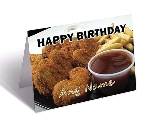 Geburtstagskarte mit Huhn-Nuggets-Motiv, personalisierbar von AK Giftshop
