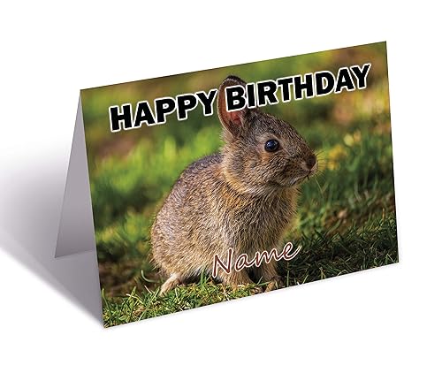 Geburtstagskarte mit Kaninchen-Motiv, personalisierbar von AK Giftshop
