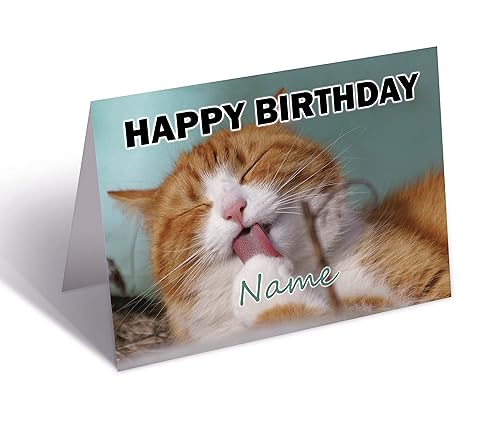 Geburtstagskarte mit Katzen-Motiv, personalisierbar von AK Giftshop