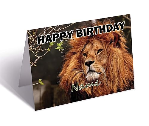 Geburtstagskarte mit Löwen-Motiv, personalisierbar von AK Giftshop