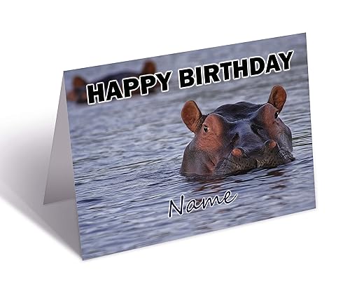 Geburtstagskarte mit Nilpferd-Motiv, personalisierbar von AK Giftshop