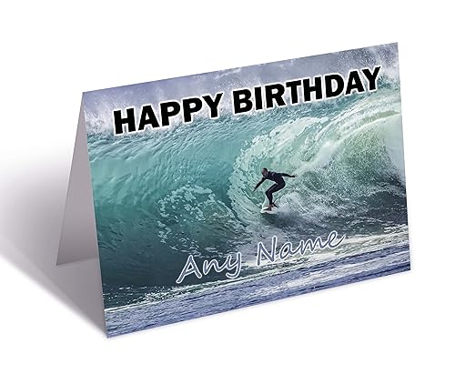 Geburtstagskarte mit Surfing-Motiv, personalisierbar von AK Giftshop