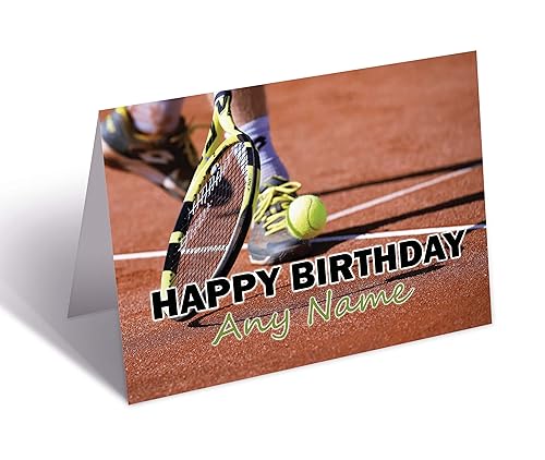 Geburtstagskarte mit Tennis-Motiv, personalisierbar von AK Giftshop