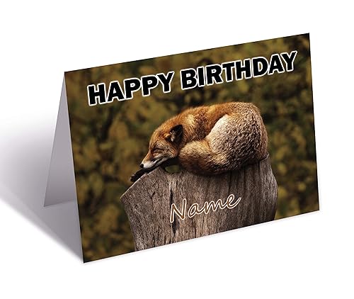 Geburtstagskarte mit schlafendem Fuchs, personalisierbar von AK Giftshop
