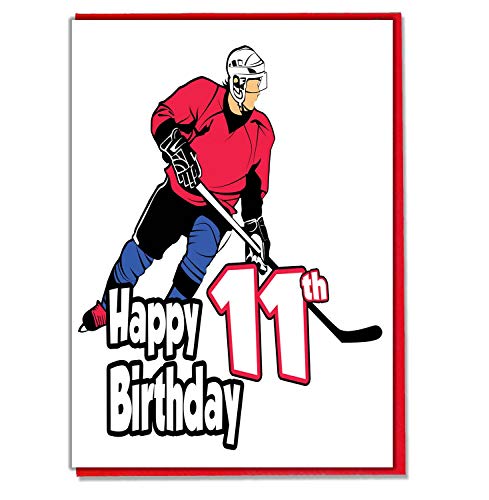 Geburtstagskarte zum 11. Geburtstag, Motiv: Eishockey, für Jungen, Sohn, Enkel, Freund, Neffe, Bruder von AK Giftshop