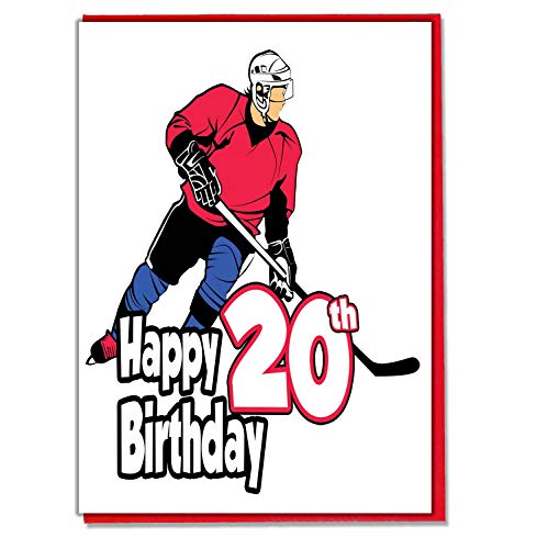Geburtstagskarte zum 20. Geburtstag, Motiv: Eishockey, Herren, Sohn, Enkel, Vater, Bruder, Ehemann, Freund, Freund von AK Giftshop