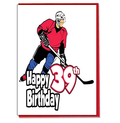 Geburtstagskarte zum 39. Geburtstag, Motiv: Eishockey, Herren, Sohn, Enkel, Vater, Bruder, Ehemann, Freund, Freund von AK Giftshop