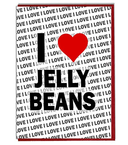 I Love Jelly Beans Grußkarte – Geburtstagskarte – Damen – Herren – Tochter – Sohn – Freund – Ehemann – Ehefrau – Bruder – Schwester von AK Giftshop