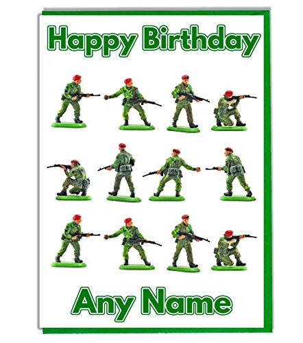 Militärische Armee Spielzeug Soldaten Personalisierte Geburtstagskarte – fügen Sie einen Namen und Alter hinzu von AK Giftshop