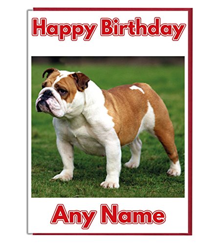 Personalisierte Geburtstagskarte – Britische Bulldogge – fügen Sie einen Namen und Alter hinzu. von AK Giftshop