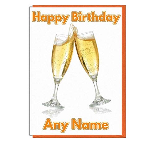 Personalisierte Geburtstagskarte mit Champagnergläser-Motiv von AK Giftshop