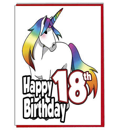 Rainbow Einhorn 18. Geburtstagskarte – Mädchen; Teenager – Tochter – Geburtstagskarte für Enkelin – Schwester – Freund von AK Giftshop