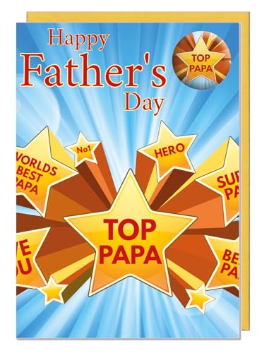 Top Papa Vatertagskarte mit Anstecker von AK Giftshop
