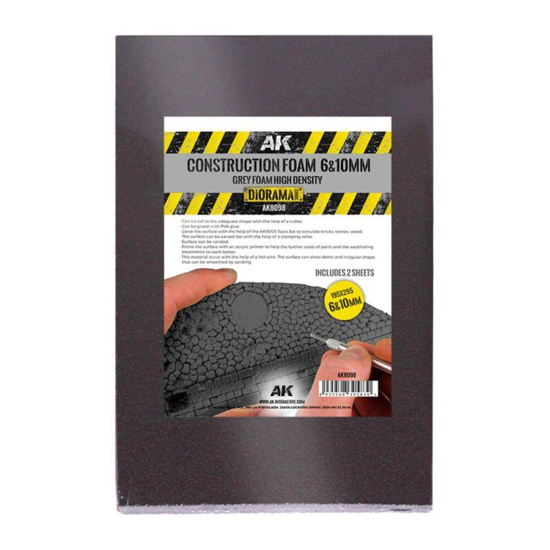 CONSTRUCTION FOAM 6&10MM - BLUE FOAM 195 x 295 MM (2 SHEETS) von AK Interactive