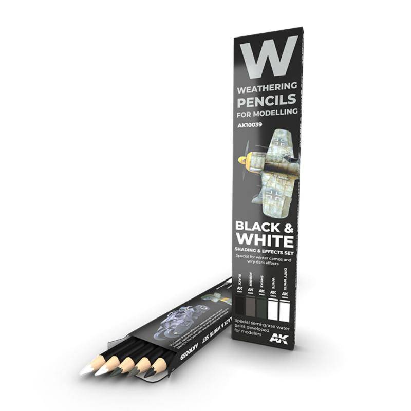 Watercolor Pencil Set - BLACK AND WHITE SET von AK Interactive