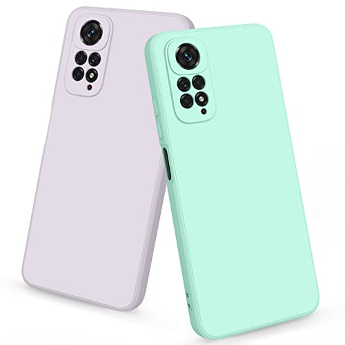 AK 2 Stück Kompatibel mit Xiaomi Redmi Note 11/ Note 11s Hülle, Weich Silikon Stoßfest Schutzhülle Handyhülle für Redmi Note 11/ Note 11s (Lavendel+Hellcyan) von AK