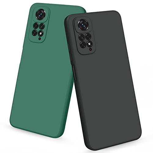 AK 2 Stück Kompatibel mit Xiaomi Redmi Note 11/ Note 11s Hülle, Weich Silikon Stoßfest Schutzhülle Handyhülle für Redmi Note 11/ Note 11s (Schwarz+Dunkelgrün) von AK