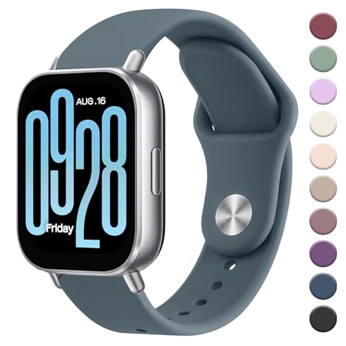 AK Armband Kompatibel mit Xiaomi Redmi Watch 5 Active/Redmi Watch 5 Lite Armbänder für Herren Damen, Weich Silikon Uhrenarmband, Wasserdichtes Verstellbares Sport Ersatzarmband (Blau Grau) von AK