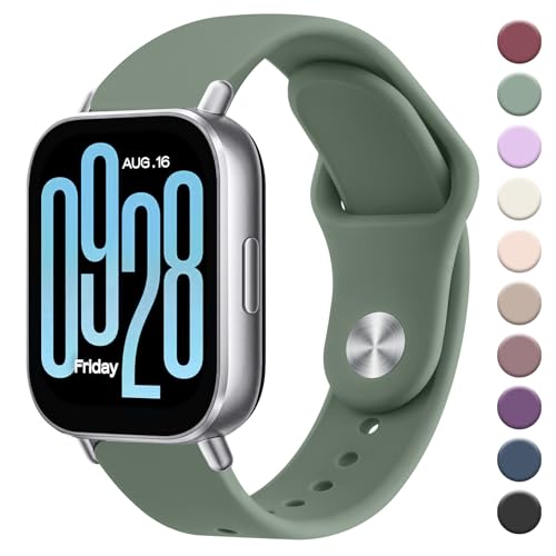 AK Armband Kompatibel mit Xiaomi Redmi Watch 5 Active/Redmi Watch 5 Lite Armbänder für Herren Damen, Weich Silikon Uhrenarmband, Wasserdichtes Verstellbares Sport Ersatzarmband (Olivgrün) von AK