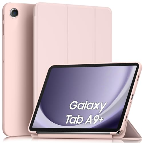 AK Hülle für Samsung Galaxy Tab A9+ / A9 Plus 11 Zoll Schutzhülle, Langlebig Kratzfest PU Leder mit Standfunktion und Auto Wachen/Schlafen Case für Tablet A9+ SM-X210/X216/X218 (Rosa) von AK
